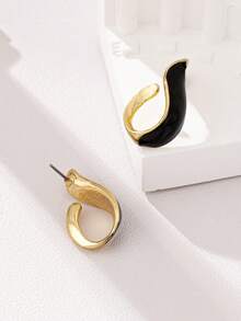 1 Pair Fashionable Versatile Retro U-Shaped Earrings - Multicolor - View 3