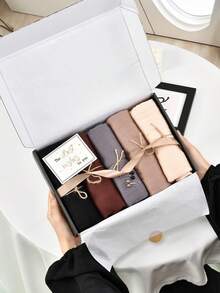 1 Box Premium Jersey Hijab Set, 5pcs Headscarves + 2pcs Hair Clips, Muslim Turbans, Daily Casual Outdoor Hijab, Breathable Shawl, Scarf Set, Gift Box, Holiday Gift - Multicolor - View 2