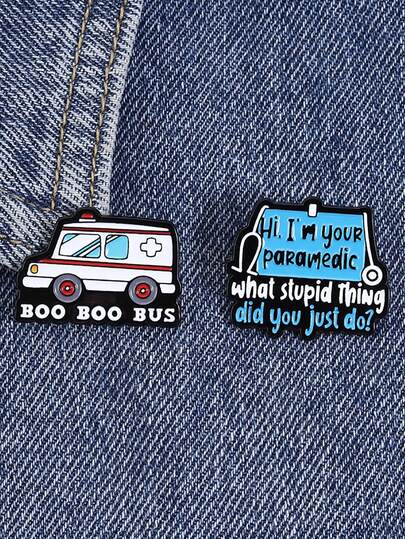 1PC Paramedic & Ambulance Enamel Pin Duo Novelty Medical Humor Brooch Gift For Nurse EMT Student