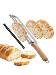 1pc 304 Stainless Steel Bread Slicer With Vintage Beechwood Handle, Serrated Cutting Knife, Precise Bread Slicing Tool For Uniform Slices Without Crumbs, Baking Essential, Breakfast DIY, Kitchen Baking Accessory, Baguette Bread Cutter, Bread Holder With Handle - View 12