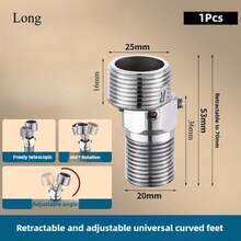 304 Stainless Steel Shower Arm Extender, Adjustable Shower Head Extension Adapter (2-4 Inch), Universal Angle Stop Elbow For Mixer Valve, Anti-Leak Durable Bathroom Repair Parts - A - View 12