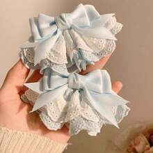 1pc/4pcs Ethereal Lace Bow Hair Clips, Lolita Side Bangs Clips, Sweet Ponytail Clips For Women - Lace Bow Hairpin - View 1