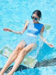 1pc Inflatable Float Bed, Sequin, Mesh Design, Floral Element, Portable & Foldable, Suitable For Beach, Water, Pool, Summer Party, Inflatable Water Float, Inflator Pump Sold Separately - Sequined Flower Floating Bed - View 2