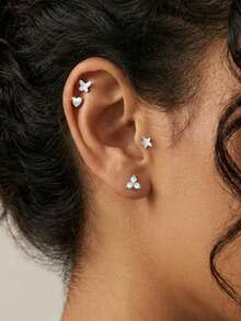 CIZME 20G 2 piezas Pendientes de botón con parte posterior plana con taper de acero inoxidable plateado y dorado, sin rosca, para perforación de nariz, anillos, corazón, estrella, mariposa, pendientes colgantes con CZ para tragus, cartílago, hélix, concha, labio, fosa nasal, Medusa, joyería de perforación para mujer y hombre - Dorado y plateado - Ver 3