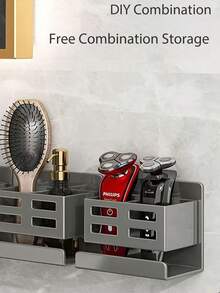 1pc Wall-Mounted Bathroom Storage Organizer Box, Can Hold Toothbrush, Razor And Beauty Tools - No Drilling Required, Durable Plastic Material, Multi-Layer Design, Space-Saving, Suitable For Sink Or Shower, Bathroom Accessories, Shower Caddy, Toothbrush Holder, Wall-Mounted Organizer Rack, Toothbrush Holder Stand - Multicolor - View 2