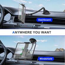 xnyocn 多功能车载手机支架，带伸缩臂、柔性鹅颈管、强力吸盘底座、360°旋转，适用于安全安装平板电脑和智能手机 - 黑色 - 查看 8