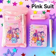 女巫猎人小队文具套装，实用学生用品奖励奖品，生日纪念品，K-POP礼物，包含笔记本、橡皮、圆珠笔、尺子、吊坠，返校文具套装 - 長方形 - 查看 5