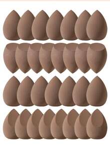 50 piezas-2 piezas/Set Esponja de Maquillaje, Esponja de Maquillaje Multicolor para Líquidos, Cremas y Polvos, Libre de Látex de Uso Dual para Base de Maquillaje y Corrector para Todos los Tipos de Piel - Café integral - Ver 2