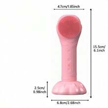 电动洁面刷，洗脸刷，电动洁面仪，电动软硅胶洁面刷，震动按摩，深层清洁卸妆，温和去角质，防水，500mAh长效电池，带充电底座 - 粉色 - 查看 3