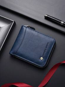 New Retro Men's Wallet, Short Bifold Leather Card Holder Zipper Wallet, Easter - Multicolor - View 14