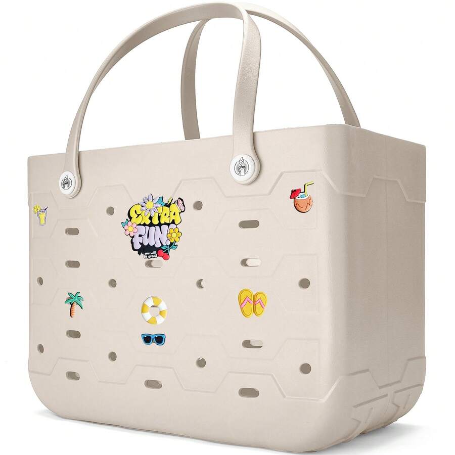 This Extra-Large Capacity EVA Women's Fashion Beach Bag Is A Multi-Functional, Lightweight, And Durable EVA Tote Bag Available In Multiple Colors And Sizes. It's A Casual Shopping Bag, EVA Tote Bag, EVA Shoulder/Handbag Tote Beach Bag, Suitable For Shopping, Travel, Beach, Pool, Camping, And Vacations. - Multicolor - View 1