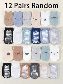 12雙嬰兒素色休閒防滑襪子適用於日常生活 - 彩色 - 查看 8