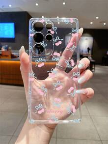 1pc Fashionable Minimalist Black Polka Dot, Blue Bow, Cherry Pattern Transparent Shockproof TPU Phone Case, Suitable As Holiday Gift For Partner And Friends, Compatible With Samsung, Nothing, Pixel, Series - Multicolor - View 4