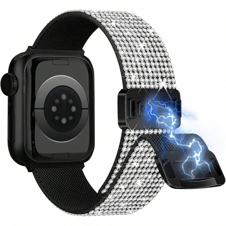 Nylon Soft Magnetic Shiny Strap Compatible With Apple Watch Series 11 10 SE 9 8 7 6 5 4 3, 42mm 41mm 40mm 38mm, Suitable For Apple Watch Sport Band - 41mm-40mm-38mm-(42mm Series11 10) - View 1
