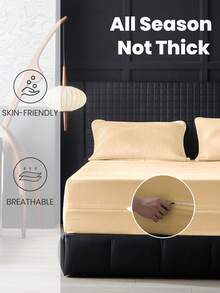 1 tấm bọc nệm chống thấm nước 6 mặt có khóa kéo, phù hợp với nệm dày 9-12 inch cho các cỡ Twin, Full, Queen, King, thoáng khí và không gây tiếng ồn, có thể giặt máy, không gây dị ứng, chất lượng cao, quà tặng gia đình lý tưởng, món quà ngày lễ hoàn hảo - Màu be (ga trải giường cao 25cm) - Xem 6