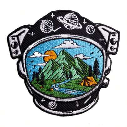 1 件卡通宇航员头盔刺绣贴片，时尚熨烫贴花，适用于 DIY 牛仔裤、夹克、服装、包包、帽子破洞修补和装饰