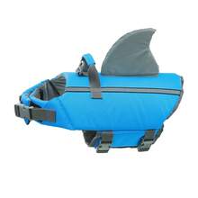 Metglad Chaleco salvavidas para perros, con forma de aleta de pez, lindo y con alta reflectividad y excelente flotabilidad, equipado con asa de rescate resistente y bucle para cuerda de remolque, ajustable en tamaño, adecuado para perros pequeños, medianos y grandes - Agua verde azul - Ver 14