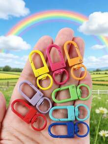 10/100pcs Colorful Metal Lobster Claw Clasp - With Swivel Trigger Hook, Keychain And DIY Accessories, Suitable For Bags, Keychains And Jewelry Making - Durable Zinc Alloy, Vibrant Colors, Easy-To-Use Design, Lobster Clasps For Jewelry Making - Multicolor - View 3