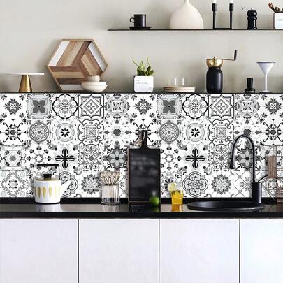 20pcs Bohemian Style Decorative Wall Stickers, Self-Adhesive Waterproof Oil-Proof Removable, Suitable For Bathroom, Living Room, Bedroom, Kitchen, RV, Rental House, Room Decor And Wall Decor Wallpaper Stickers