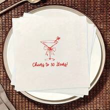 20pcs/40pcs/60pcs,Disposable Napkins With Cocktail Glass And Bowtie Design | 2-Ply Cheers To 30 Years Paper Party Paper Tissues For Cocktail Parties And 30th Birthday Celebrations, Multi-Functional Party Accessories - View 3
