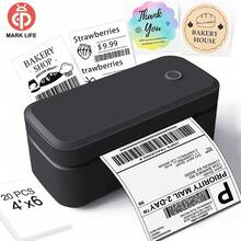Marklife 4"X6" Wireless Thermal Label Printer - Suitable For Logistics, Postal Services, Air Transport And Small-Medium Enterprises. Compatible With Android, Apple And Windows Systems, Can Be Used As A Desktop Label Printing Device. - View 2