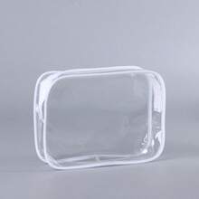 3件套TSA认证透明化妆包，中号，符合3-1-1液体规定，带金属拉链，男女通用旅行化妆包，符合机场航空规定，白色洗漱包，旅行洗漱包，淋浴包，防水大容量，女士收纳袋，旅行必备，邮轮必备，度假必备，旅行用品 - 白色 - 查看 11