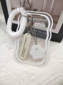 1pc Transparent Matte Style Soft Silicone Card Holder,Suitable For Student ID,Bus Card,Campus Card,HP Photo Paper,With Spring Keychain Hanging Pendant - Color - View 8