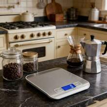 1个紧凑型数字厨房秤，不锈钢液晶电子智能食品秤，小型克数烘焙秤，珠宝秤，咖啡秤，厨房用品，厨房工具（蓝色薄膜可撕除，不含电池） - 銀色 - 查看 7