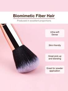 3pcs Blush Brush, Foundation Brush, Wooden Handle Face Makeup Brush, Seamless Concealer Contour Brush, 1pc Fan-Shaped Highlighter Brush, Powder Brush, Soft Fan-Shaped Makeup Brush, Cosmetic Tools - Multicolor - View 6