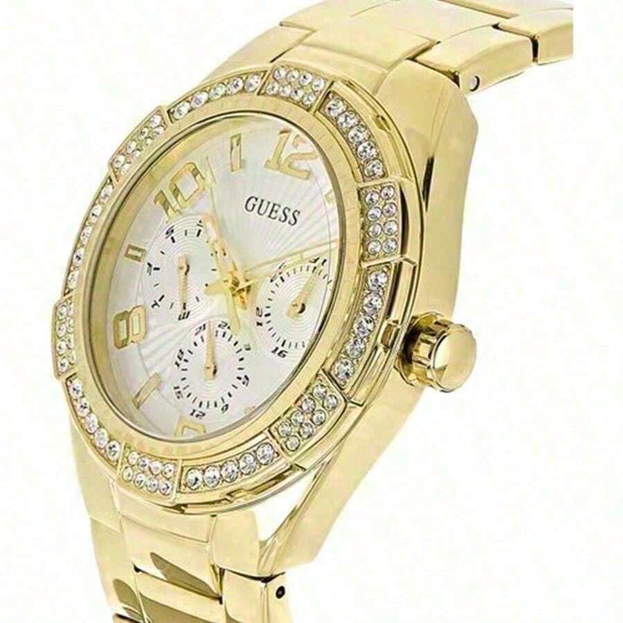 Guess Đồng hồ nữ thạch anh ba kim - Vỏ thép không gỉ, hiển thị ngày và giây, quà tặng cho nữ W0778L2/W0729L2/W1097L2 - Bạc - Xem 1