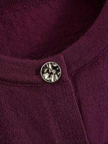 GIGOGOU Cárdigan de punto de manga corta, suave y cómodo, de estilo casual para mujer, para primavera/verano - Morado - Ver 12
