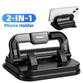 2 In 1 Car Phone Holder With Temporary Parking Number Plate Window Breaker Universal ABS Anti-Slip Car Mount For Dashboard