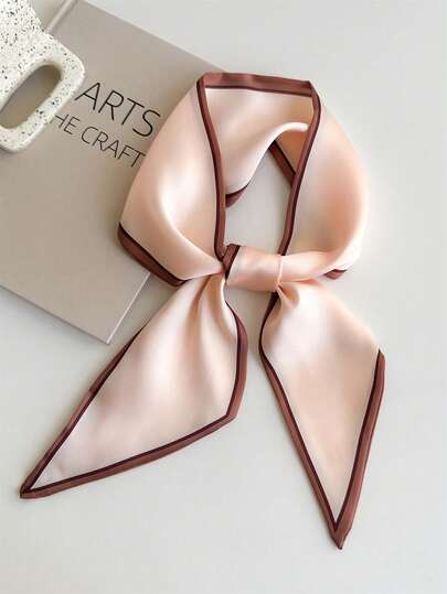 1 pieza Pañuelo de satén estampado para mujer, vestido, pantalones cortos, cinturón, bolso, sombrero, cinta, cinturilla, pañuelo de cabeza de unicolor minimalista