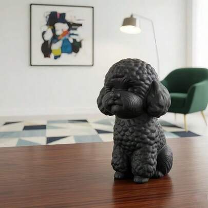 1 pieza Estatua de perro de peluche lindo - Figura miniatura creativa de caniche, adecuada para decoración del hogar, sala de estar y estantería. El mejor regalo de cumpleaños y Navidad para amantes de los perros, mujeres, madres y propietarios de mascotas.