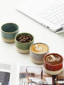 1pc 110ML Saudi Concentrated Coffee Cup, Creative Ceramic Tea Cup, Kiln-Fired Glaze Cup, Gift For Father's Day, Mother's Day, Friends, Colleagues - Multicolor - View 5