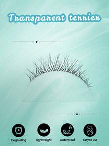 5 Pairs Transparent Stem Natural Long & Slim Crossing False Eyelashes - Black - View 10