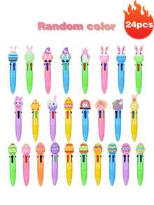 Easter Cartoon Decorative Ballpoint Pen, Rabbit & Egg 4-Color Pen, Party Favors/Office Supplies/Holiday Decoration Pen - Easter Solid Color Small Four Colors Randomly Sent - View 12