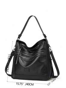 女士时尚百搭高品质单肩包 - 黑色 - 查看 4