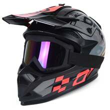 Casco de moto con gafas, transpirable - Negro - Ver 9