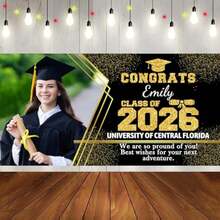 1pc Personalized Graduation Banner With Photo Name Class Of 2026 Custom Graduation Backdrop Congratulations Graduate Party Decorations Supplies Congrats Grad Banners Yard Sign Graduation Gifts - Màu2 - Xem 1