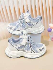 2026 Novos Tênis Chunky para Crianças, Sapatos Esportivos Respiráveis em Malha, Sapatos de Corrida Macios e Antiderrapantes para Meninos e Meninas, Versáteis para Escola, Casual, Outdoor, Leves e Respiráveis - Cinza - Visão 5