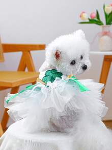 1件宠物衣服，狗狗/猫咪服装，可爱浪漫套装，薄纱裙系列，适合小型犬和幼犬 - 彩色 - 查看 2