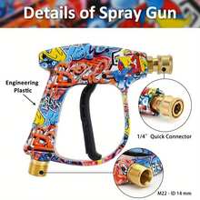 Pistolet à mousse de lavage de voiture haute pression avec connecteur rapide 1/4", 5 buses et support de buse clip-on, multifonctionnel pour le lavage de voiture et le nettoyage de jardin - Multicolore - Voir 6