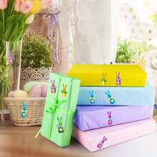 500张激光复活节兔子贴纸卷，5种颜色，春季闪亮兔子自粘封口贴纸，蝴蝶结兔子贴纸，美观贴花，适用于春季信封日记装饰、生日节日派对用品 - 彩色 - 查看 3