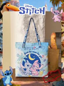 Disney 1 Pc  Officially Licensed Stitch Pattern Canvas Tote Bag, Women's Large-Capacity Shoulder Bag, Lightweight Reusable Shopping Bag – Ideal For Girls, Teens, Cartoon Fans, Perfect For Daily Commutes, Grocery Shopping, School Runs, Beach Trips, Holiday Gatherings,Back To School - Multicolor - View 11