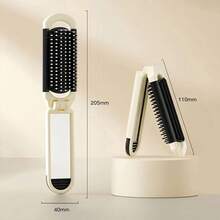 1pc White Foldable Comb With Built-In Mirror, Portable Travel Hair Brush, Easy Storage, Gift For Women, Hair Brush, Hair Clip, Hairdressing Tool, Hair Care Products And Accessories, Travel Essentials, Back To School, Holiday - Multicolor - View 6
