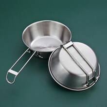 户外折叠雪铲碗，304不锈钢露营炊具套装，适用于明火加热 - 銀色 - 查看 5