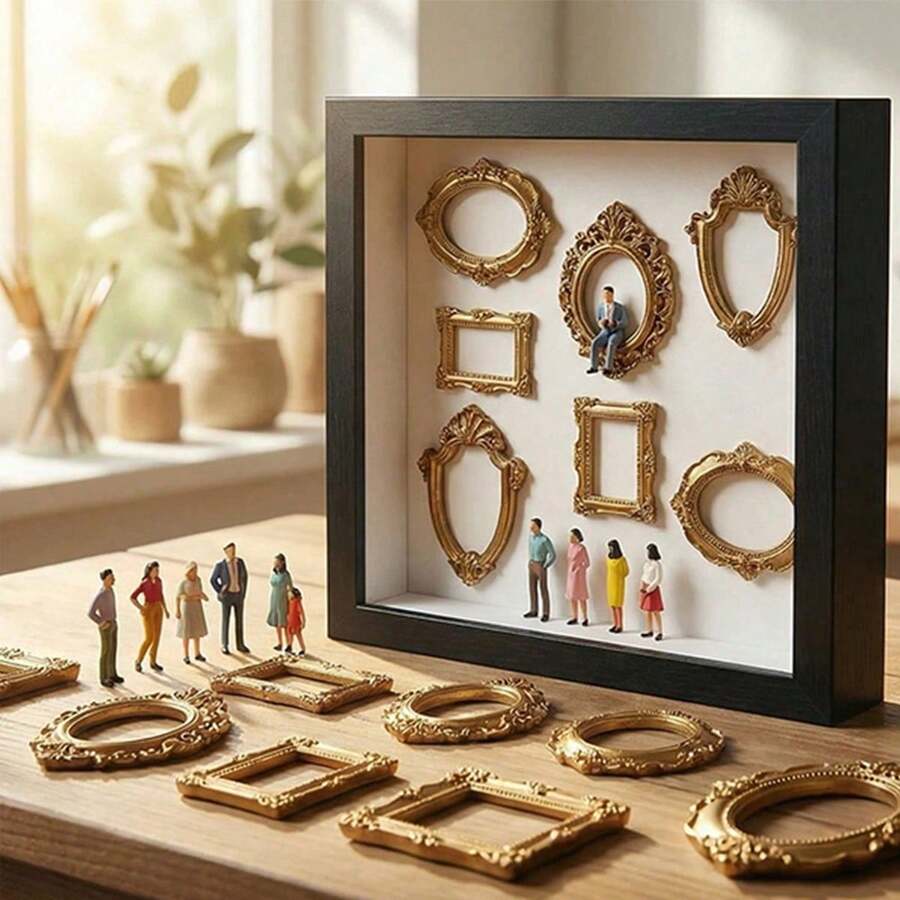1 Set Caja de sombra de mini museo DIY - Celebra tus preciosos recuerdos de una manera única, kit de marco de caja de sombra con exhibición de fotos personalizable y figuritas en miniatura, decoración de recuerdos únicos y personalizados