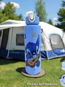 1pc 900ML Stitch Space Cup With Strap, Portable Plastic Cup, Large Capacity Outdoor Sports Water Bottle, Bright Water Cup, Gym Water Bottle, Drinkware > Sports Water Bottle, Suitable For Valentine's Day And Back To School Gifts, 3D Pop-Up Water Bottle, Special Summer Water Bottle For Elementary Students, Tritan Material Direct Drinking Cup, Sports Water Bottle - Multicolor - View 5
