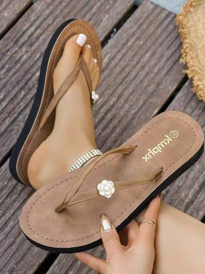 Women's Summer New Non-Slip Thick Bottom Beach Slippers, Wedge High Heel Thong Sandals, Suitable For Outdoor Beach Weddings